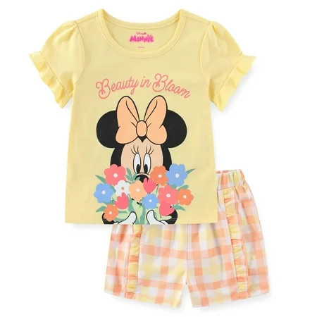 Disney Minnie Mouse Short Sleeve Shirt and Shorts Set (Girls), 2 Piece Set, Sizes 2T-6X | Walmart (US)