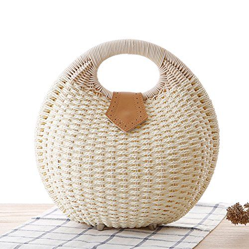 FAIRYSAN Ladies Stylish Woven Bag Conch Shape Straw Tote Handbag & Rattan Beach Bag(White) | Amazon (US)