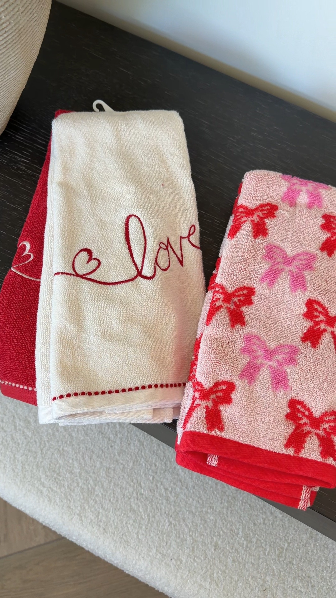 Galentine’s / Valentine’s  Day gift idea 
Love and bow hand towels 
So unnecessary, yet so cute for your powder room or kids bathroom …

Tween, friends, teacher, kids gift idea




#LTKHome #LTKSeasonal #LTKValentine