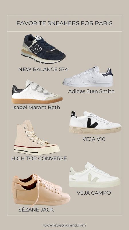 Sneakers
Vacation Shoes For Paris
New Balance
Adidas Stan Smith
Isabel Marant Beth Sneaker
VEJA V10
High Top Converse
VEJA Campo
Sézane Jack
#sneakers 

#LTKshoecrush #LTKstyletip #LTKFind