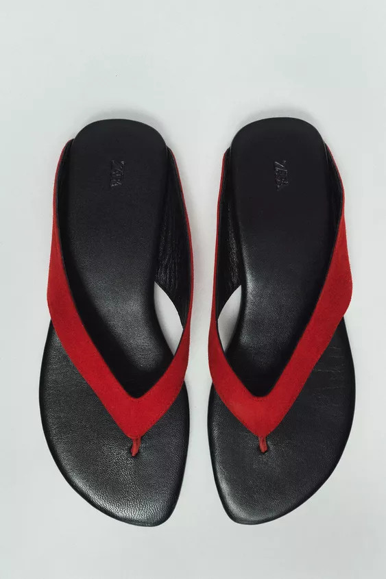 FLAT LEATHER SANDALS | Zara UK