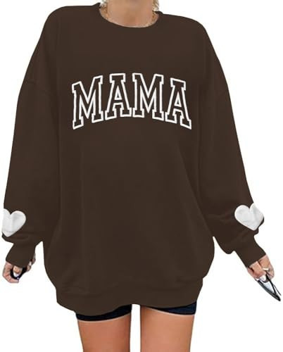 Mama Sweatshirt for Women Oversized Mom Crewneck Pullover Tops | Amazon (US)