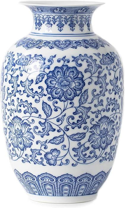 Blue and White Vase, Blue Vases Home D\u00e9cor, Chinoiserie Vase, Blue and White Porcelain, Cera... | Amazon (US)