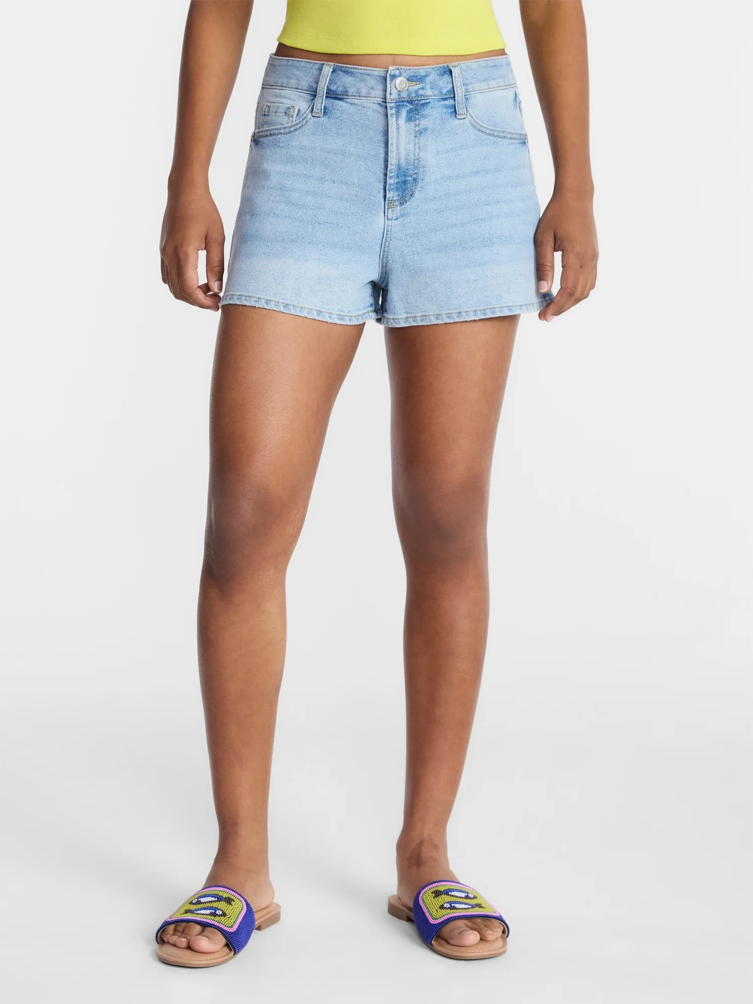 No Boundaries Denim Mom Shorts, 2.25" Inseam, Women's 00-20 | Walmart (US)