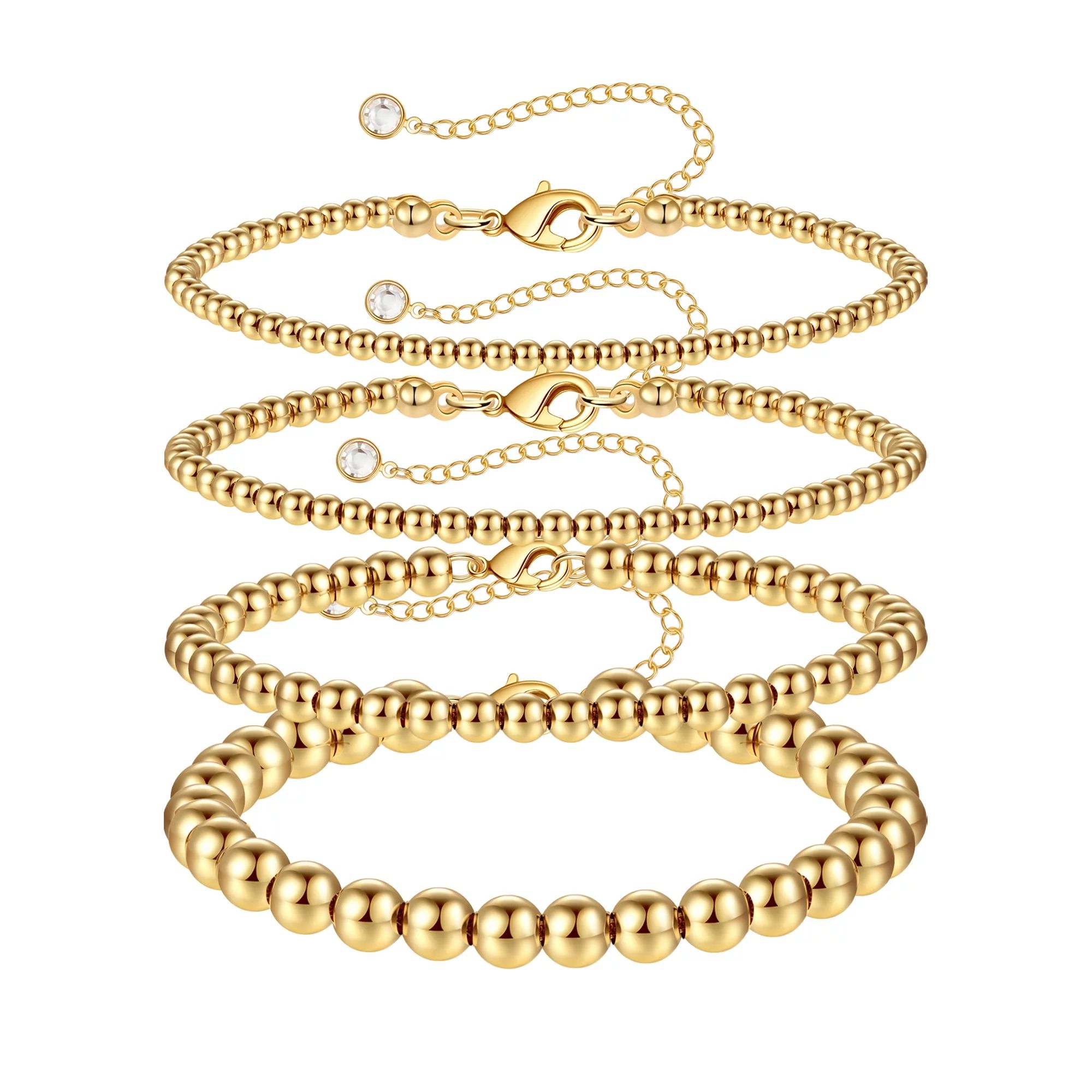 TINGN Gold Beaded Bracelets for Women Cute Round Beaded Gold Bracelets - Walmart.com | Walmart (US)