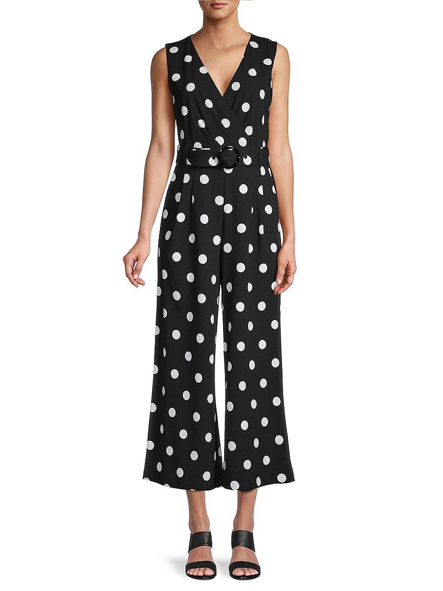 Karl Lagerfeld Paris Women's Polka Dot Belted Jumpsuit - Black - Size 10 | Saks Fifth Avenue OFF 5TH