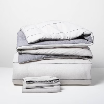 Stripe with Chambray Backing Comforter & Sham Set - Hearth & Hand™ with Magnolia | Target