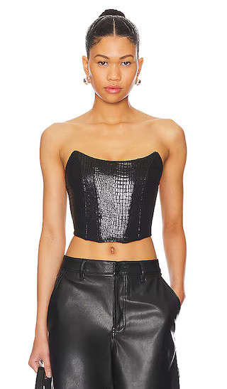 Tawny Faux Suede Top in Black | Revolve Clothing (Global)