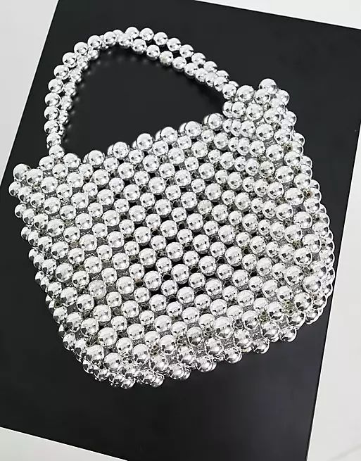 ASOS DESIGN silver ball embellishment grab clutch bag | ASOS (Global)