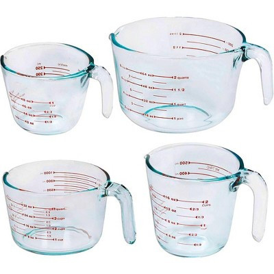 Le'raze Set of 4 Glass Measuring Cups with Measurement Markings - 1 cup, 2 cup, 4 cup, 8 cup. | Target