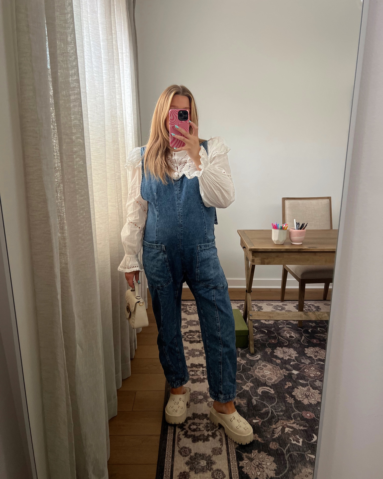 Size M in free people overalls they’re a soft denim and loose fit. TTS and super bump friendly - Linked similar also. Blouse size M. Gucci slides true to size I have worn them soo many times but also linked lookalikes!! 



#LTKshoecrush #LTKbump