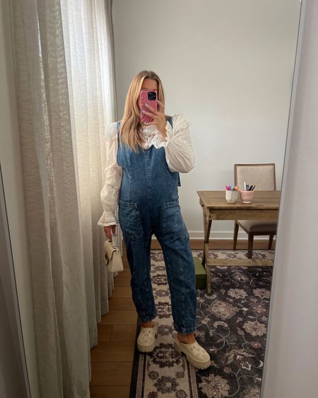Size M in free people overalls they’re a soft denim and loose fit. TTS and super bump friendly - Linked similar also. Blouse size M. Gucci slides true to size I have worn them soo many times but also linked lookalikes!! 



#LTKshoecrush #LTKbump