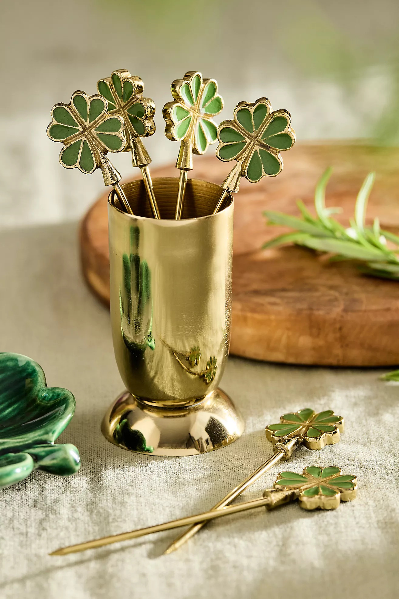 Shamrock Cocktail Picks, Set of 5 | Anthropologie (US)
