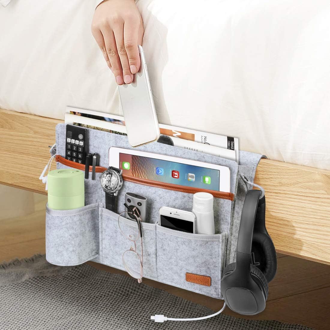 SIMBOOM Bedside Caddy Bag, Felt Bed Sofa Magazines Books Organizer Hanging Storage Bag for Home C... | Amazon (US)