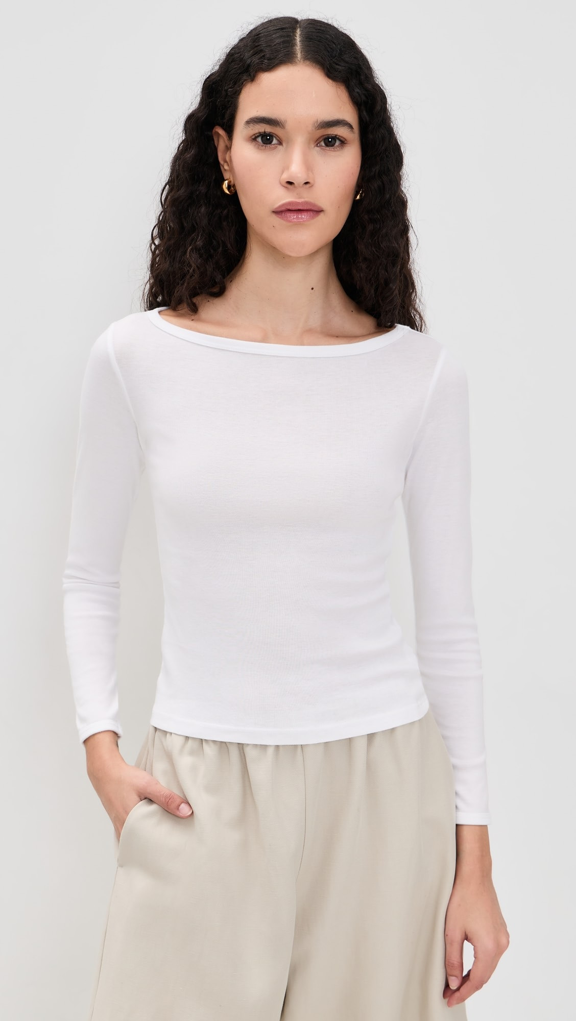 Fine Cotton Boat Neck Long Sleeve Top | Shopbop