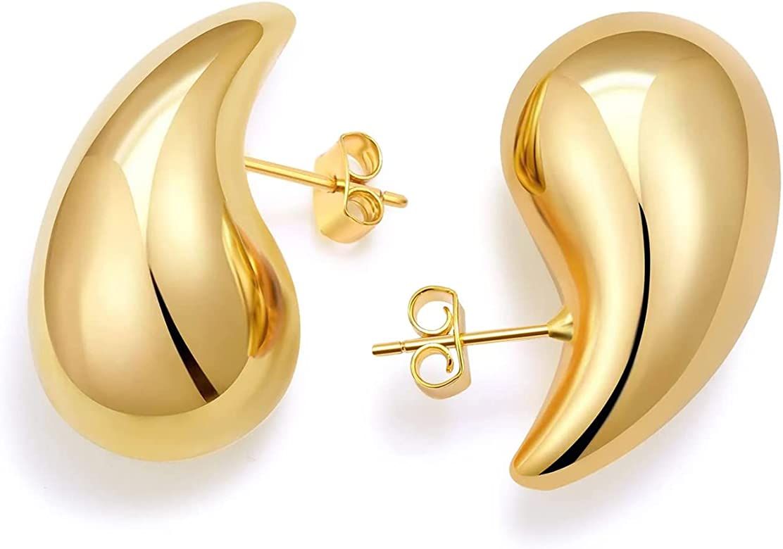 Teardrop Chunky Earrings for Women Trendy Hoop Earring Set Bottega Earring Dupes, Gold Earrings | Amazon (US)
