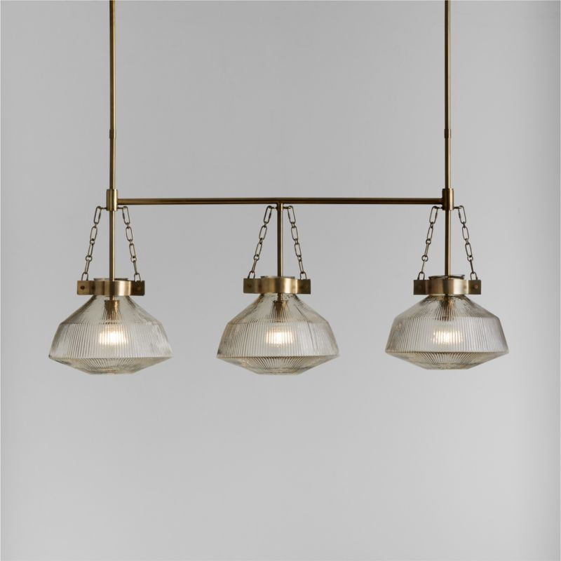 Aiden Ribbed Glass Brass Linear Pendant Light + Reviews | Crate & Barrel | Crate & Barrel