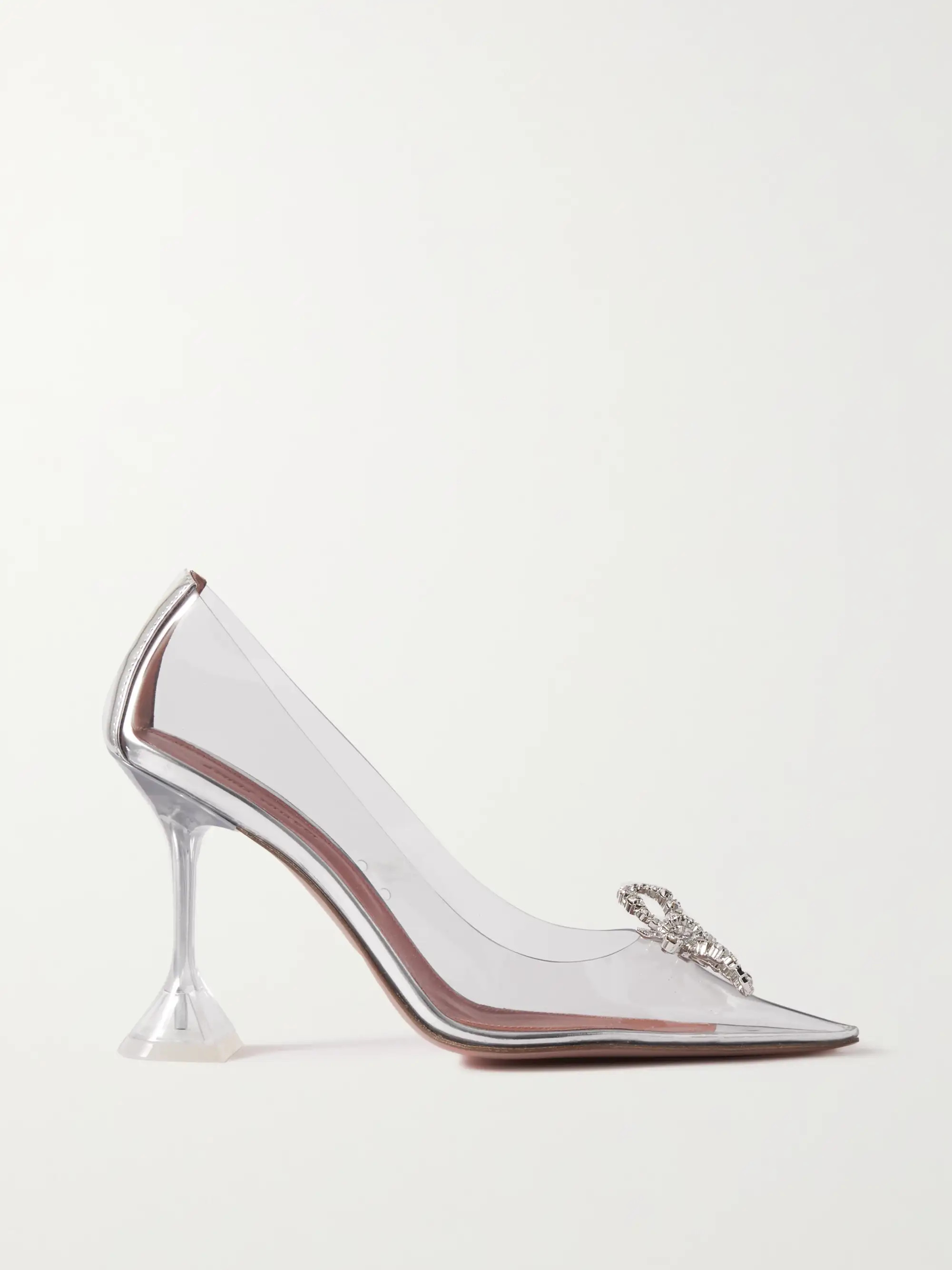 Rosie Glass metallic leather-trimmed crystal-embellished PVC pumps | NET-A-PORTER (US)