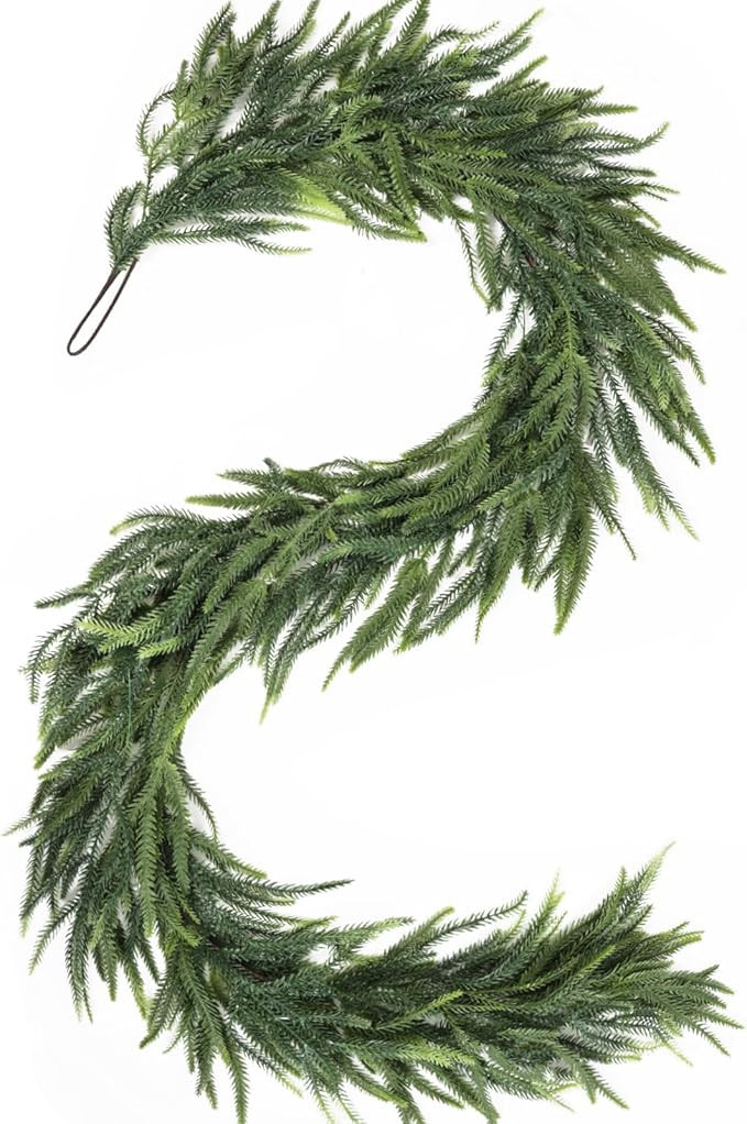 6ft Norfolk Pine Garland, Real Touch Artificial Greenery Winter Garland Decor for Home, Fireplace... | Amazon (US)