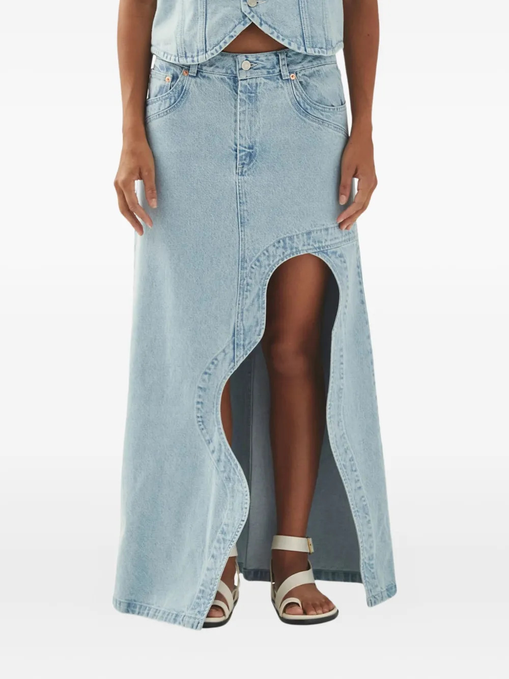 ALOHAS Carmina Asymmetric Denim Maxi Skirt | Blue | FARFETCH | Farfetch Global
