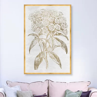 Floral and Botanical Floral Sketch Gold Florals - Picture Frame Graphic Art Print on Paper | Wayfair North America