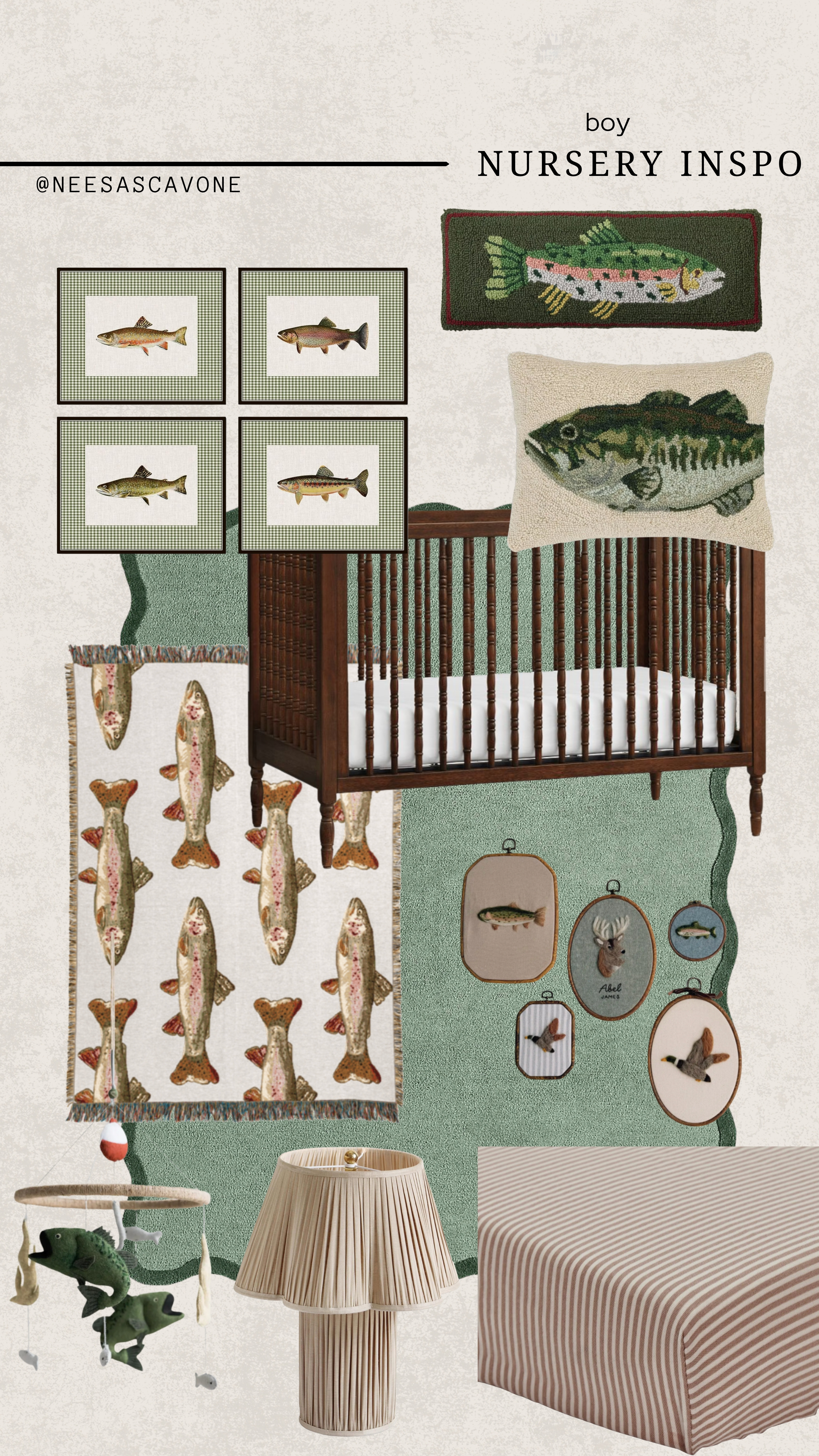 Cozy, outdoorsy boy nursery inspo 🐟🤍
Obsessed with this vintage fisherman aesthetic — think warm wood tones, textured neutrals, and the cutest fish details throughout. Everything feels calm, classic, and just a little bit playful (the perfect combo for a nursery).

Linking all the pieces to recreate this look — from the crib to the artwork, rug, and decor accents ✨ perfect if you’re designing a timeless boys nursery or love that rustic, Ralph Lauren inspired vibe.

boys nursery ideas nursery inspiration neutral nursery baby boy nursery decor vintage nursery decor rustic nursery ideas fisherman nursery theme woodland nursery decor classic nursery style cozy nursery aesthetic nursery design ideas baby room inspo nursery mood board home decor inspiration motherhood home styling nursery details baby room design nursery inspiration ideas 

 #LTKHome #LTKBaby #LTKBump