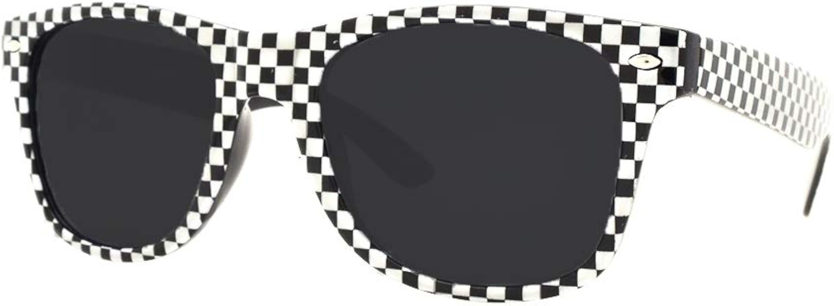 POP Fashionwear Classic Rectangular Sunglasses Polarized Lens White Frame Black Checker T712 | Amazon (US)