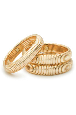 Flex Snake Chain Stretch Bracelet Set - Gold Tone / One Size | Ettika