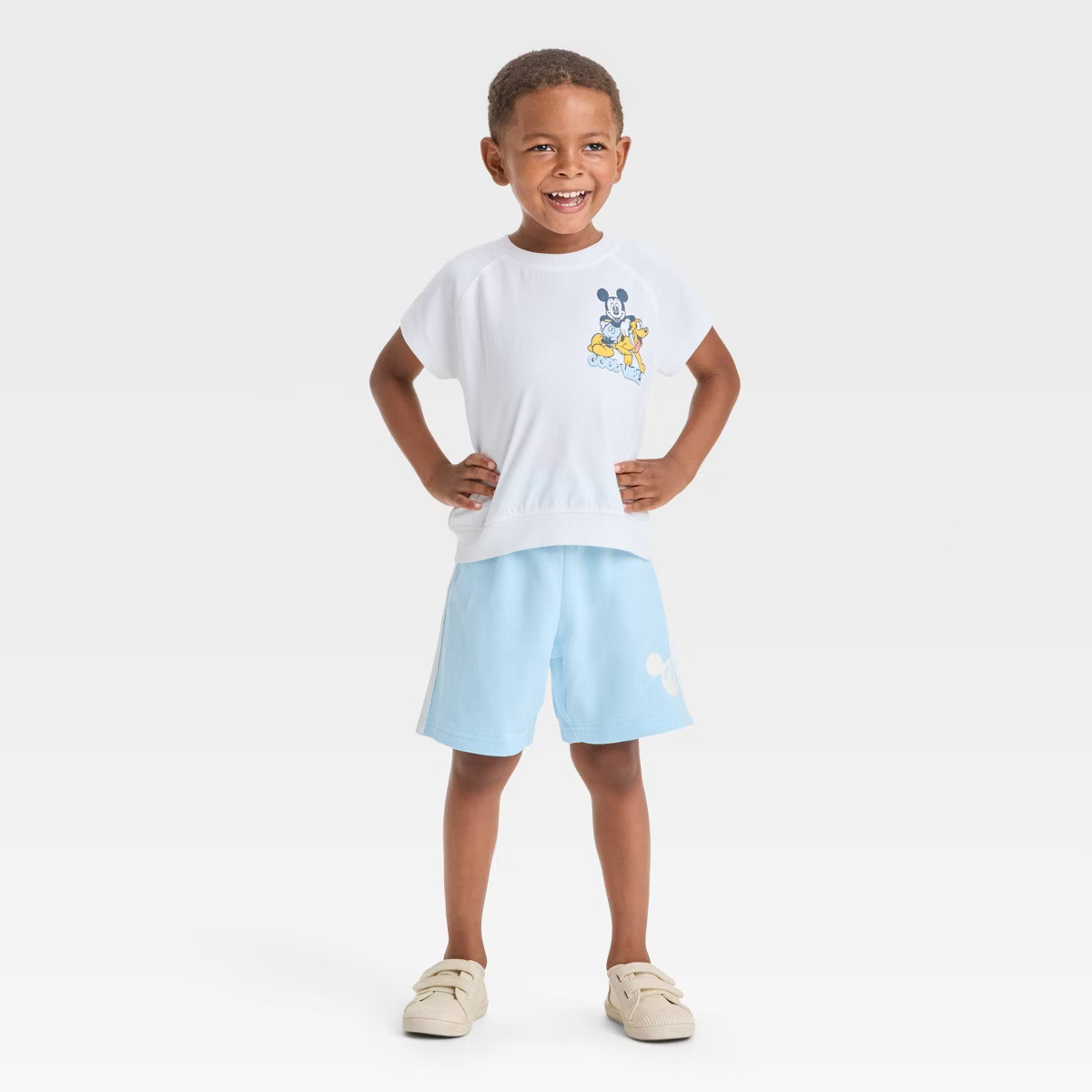 Toddler Boys' 2pc Disney Mickey Mouse and Friends Short Sleeve T-Shirt and Shorts Set - White/Blu... | Target