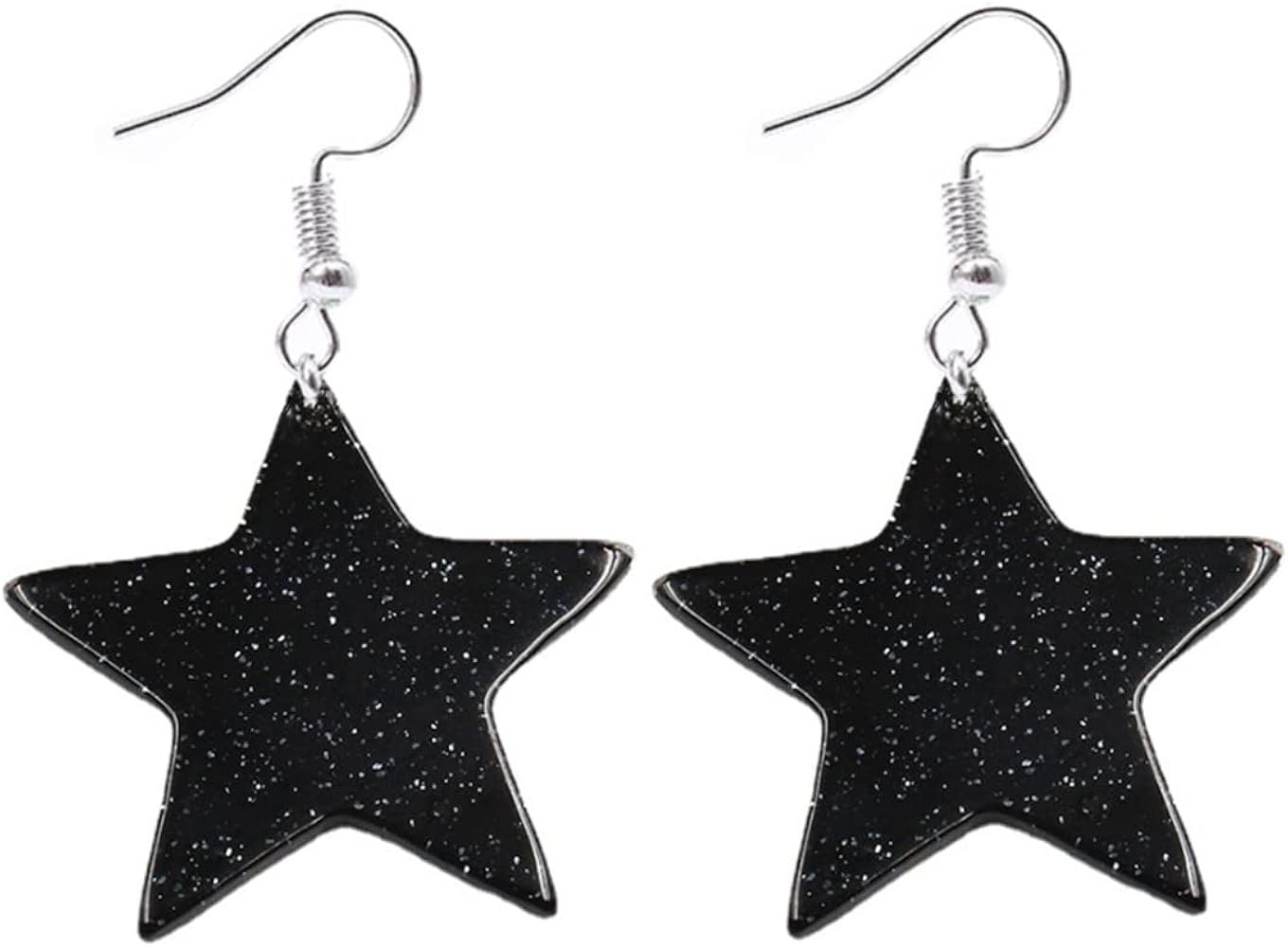 Black Glitter Star Dangle Earrings for Women 80 90s Neon Sparkle Resin Black Star Sequins Earring... | Amazon (US)
