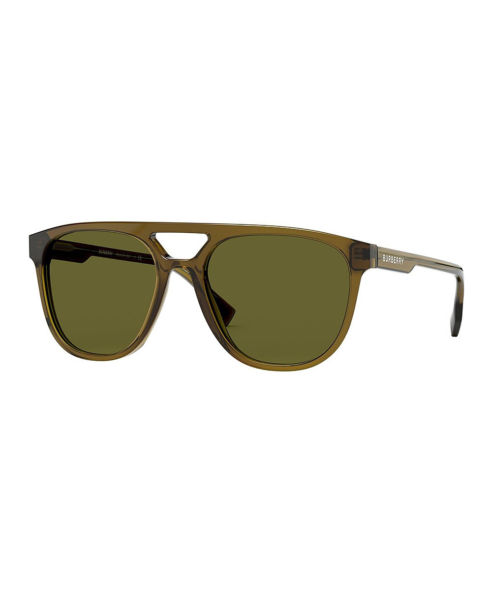 Burberry Men's Sunglasses OLIVE - Olive Green Modified-Aviator Sunglasses | Zulily