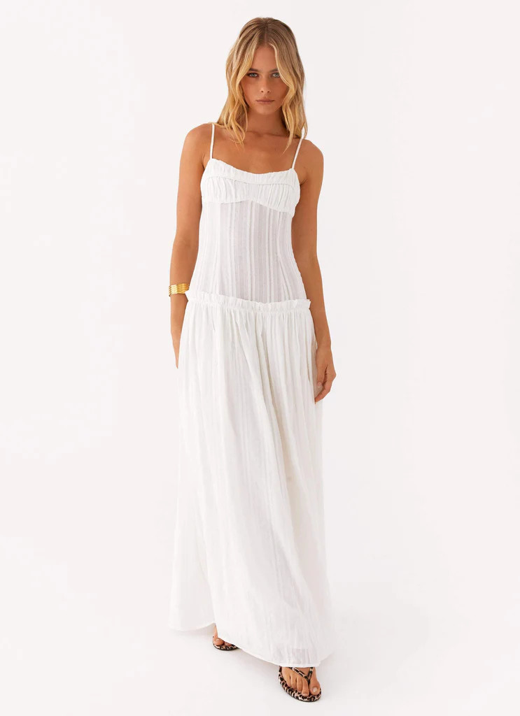 Jacinda Drop Waist Maxi Dress - Ivory | Peppermayo (Global)