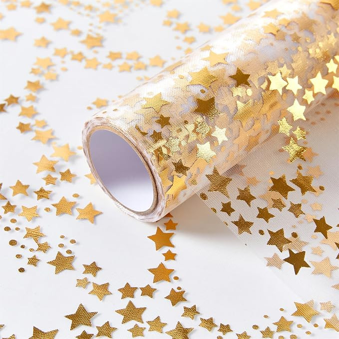 YATOJUZI 16 Ft Gold Table Runner Birthday Party Table Decorations | Golden Star Sheer Chiffon Tul... | Amazon (US)