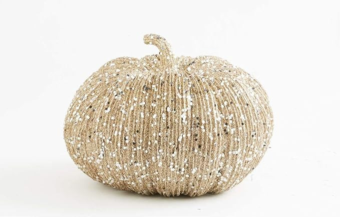 K&K Interiors 40610C 8 Inch Champagne Glitter Pumpkin | Amazon (US)