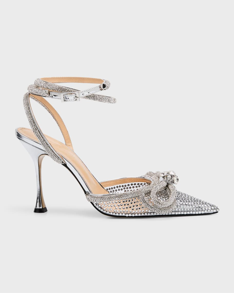 MACH & MACH Strass Bow Double Ankle-Strap Pumps | Neiman Marcus