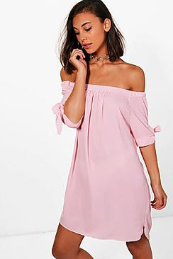 Stripe Off The Shoulder Shift Dress | Boohoo.com (US & CA)