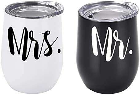 Mr and Mrs Wine Tumbler Set, Wedding Wine Tumbler, 12 Oz Insulated Stainless Steel Wine Tumbler f... | Amazon (US)