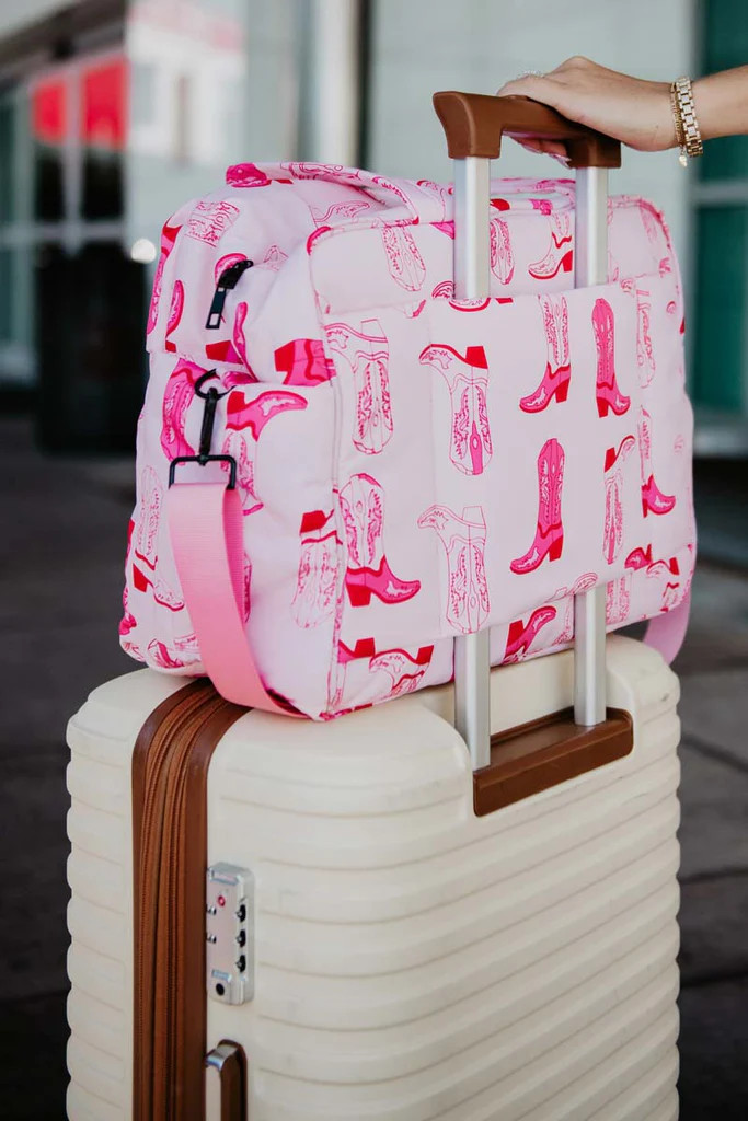 Light Pink Western Boots Weekender Bag | Katydid.com