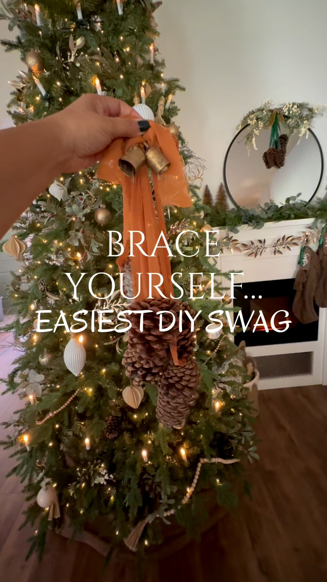 DIY swag. Easy and works perfectly with my decor. Pinecones, bells and ribbon  

#LTKHoliday #LTKSeasonal #LTKCyberWeek