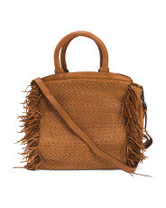 Leather Fringe Tote With Crossbody Strap | Handbags | Marshalls | Marshalls