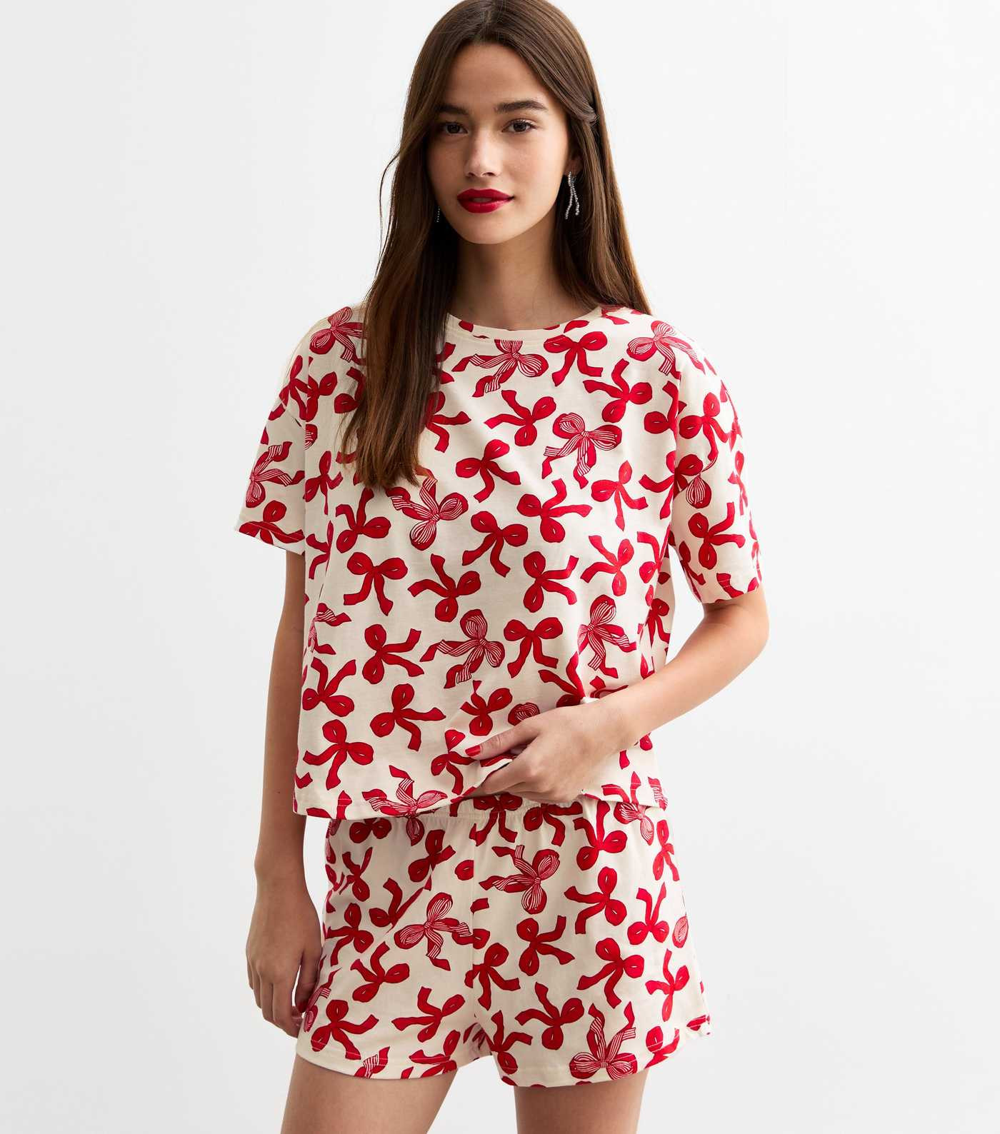 Red Bow Print Shorts Pyjama Set | New Look | New Look (UK)