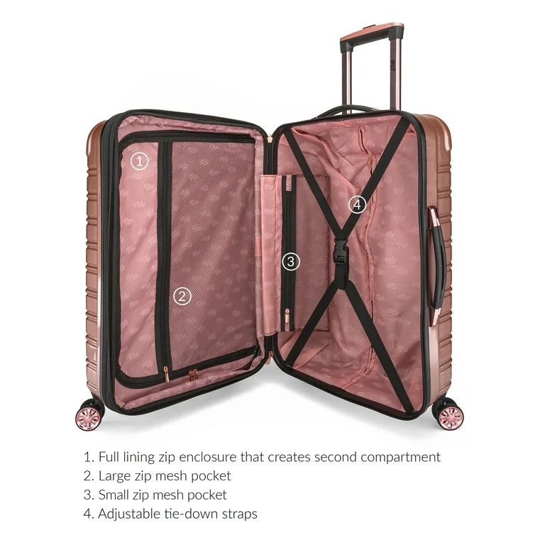 iFLY Hardside Fibertech 28" Checked Luggage, Rose Gold Luggage | Walmart (US)