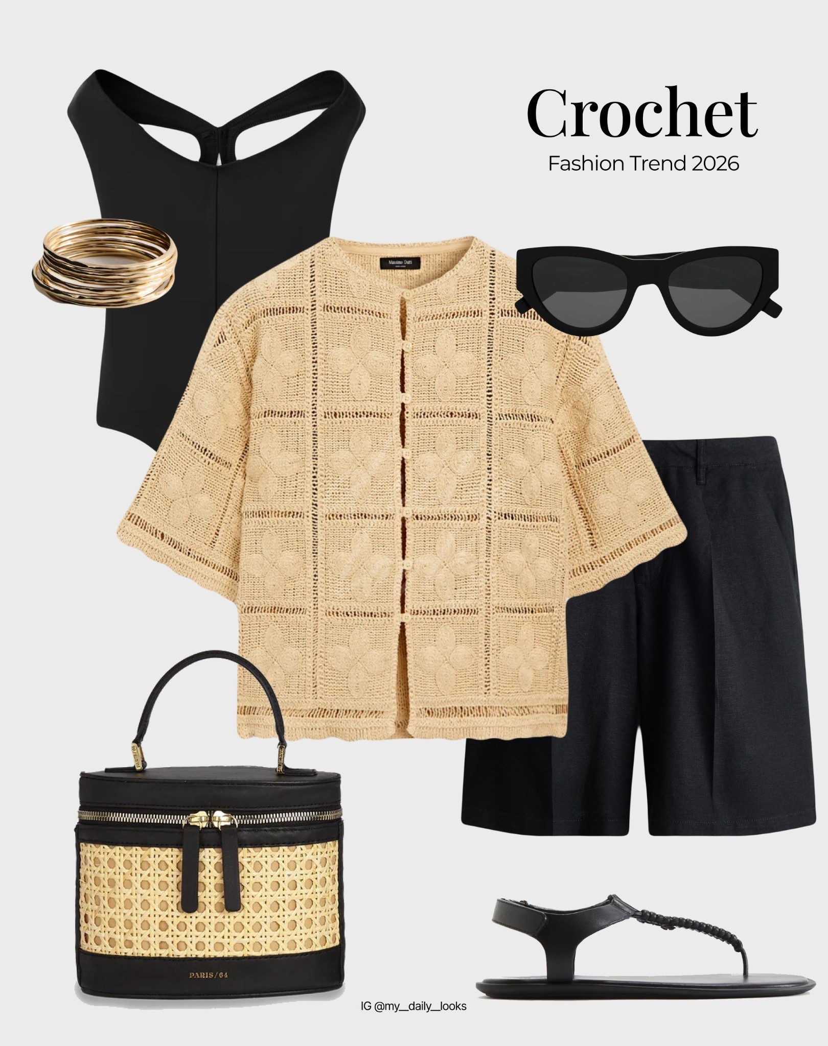 Crochet outfit 🖤

Tags: Spring summer outfits 2026, capsule wardrobe, high street, crochet top, crochet cardigan, crochet jacket, H&M new in, embroidery, embroidered top.

#LTKsummer #LTKstyletip #LTKspring