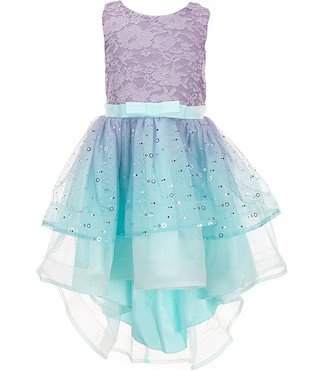 Little Girls Sleeveless Lace-Bodice/Ombre High-Low-Hem Skirted Fit-And-Flare Dress | Dillard's