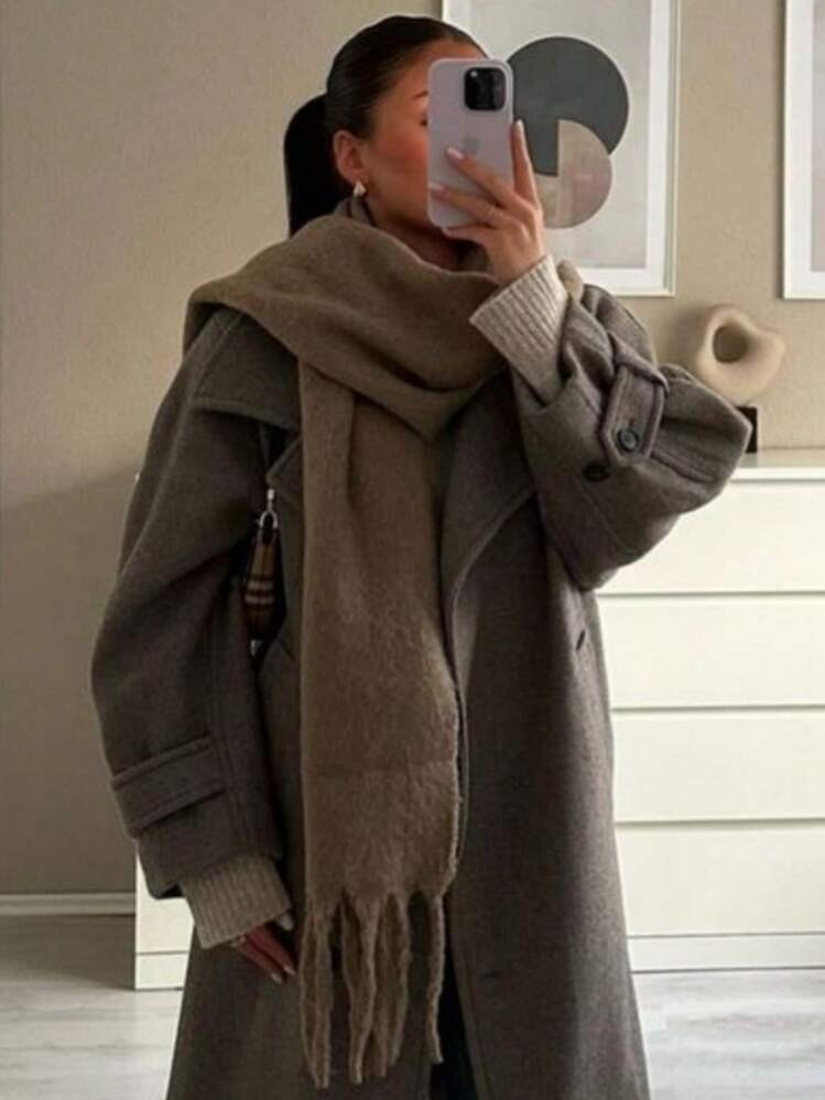 1pc Women's Solid Color Elegant Thick Warm Scarf, Suitable For Autumn And Winter Outings | SHEIN