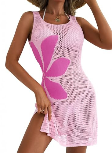 Dokotoo Summer Swimsuit Coverup 2026 Fashion Vacation Cruise Outfits Beach Swim Coverups for Bathing Suit Cover Ups for Swimwear Slit Bikini Lightweight Resort Wear Beach Dress Pink Clothes Clothing | Amazon (US)