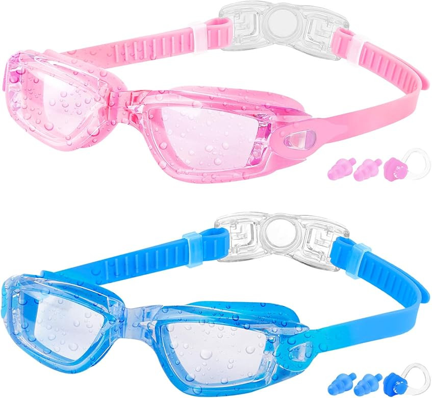 Kids Swim Goggles, 2 Packs Swimming Goggles for Kids Girls Boys and Child Age 4-16 | Amazon (US)