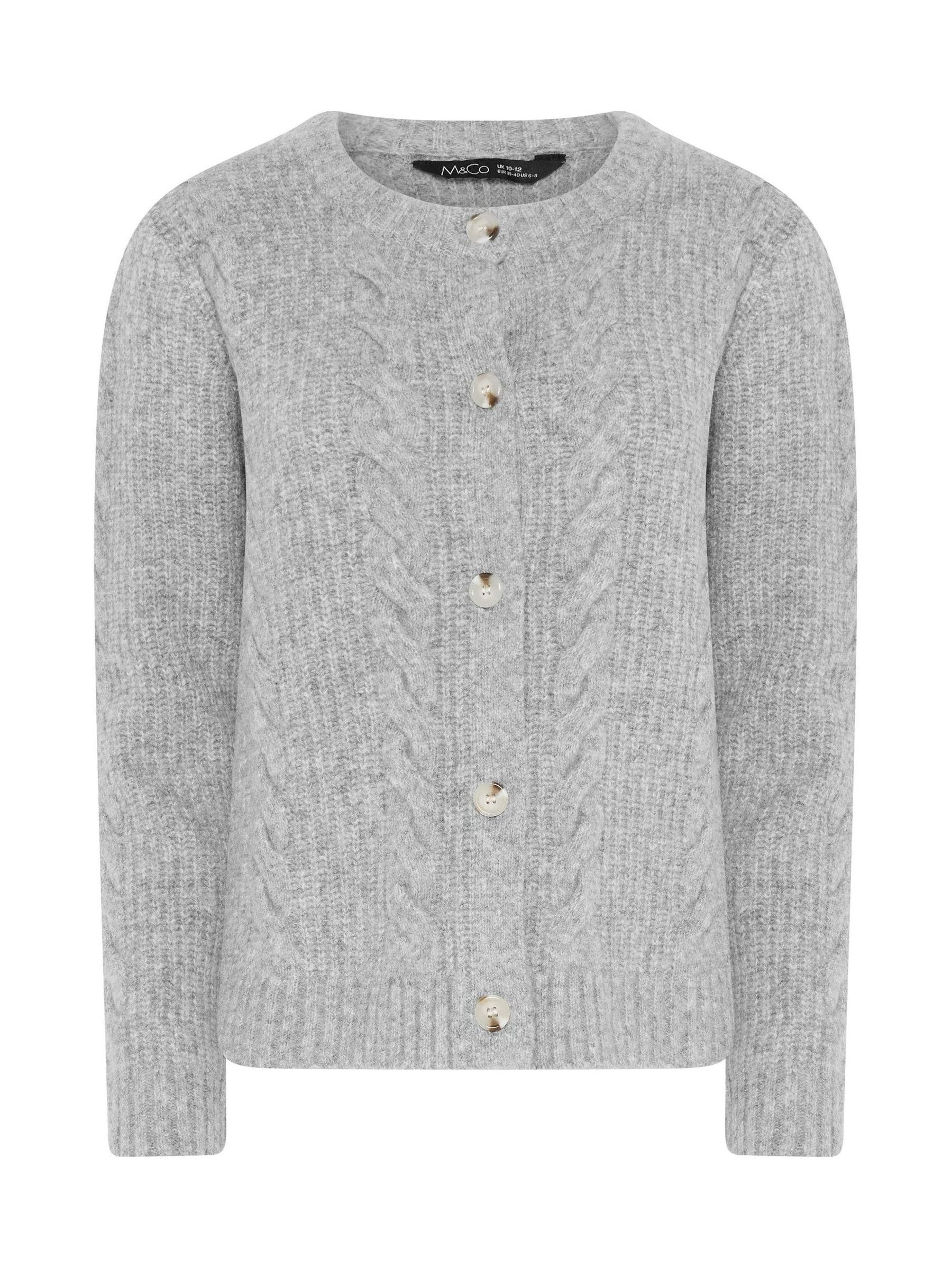M & Co M & Co Grey Cable Knit Cardigan | Next US