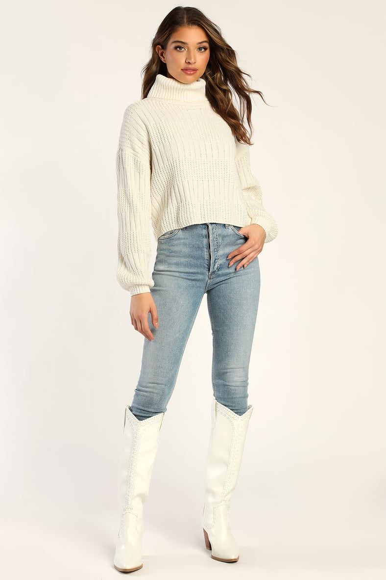 Perfectly Content Ivory Chenille Turtleneck Sweater | Lulus (US)