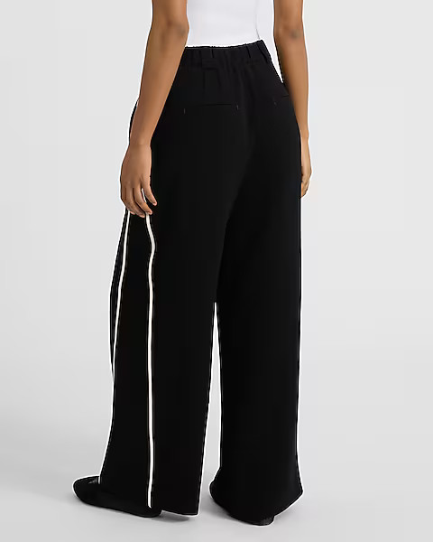 Piped High Waisted Relaxed Trouser | Express